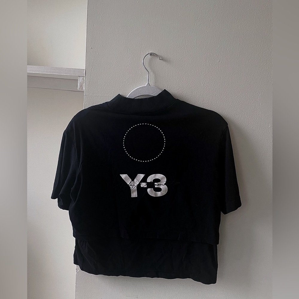 SOLD Y-3 Black Cotton Double Layer Tee with Logo Signature
